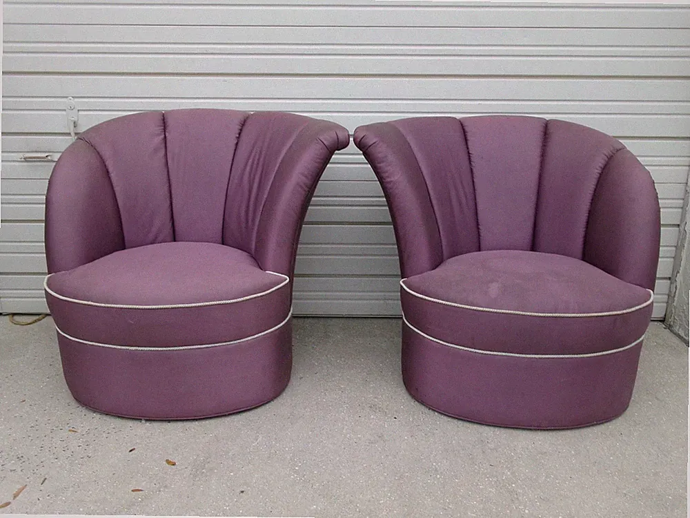 2 Swivel Lounge Chairs Asymmetrical back Overture by Aico Michael Jane Seymour