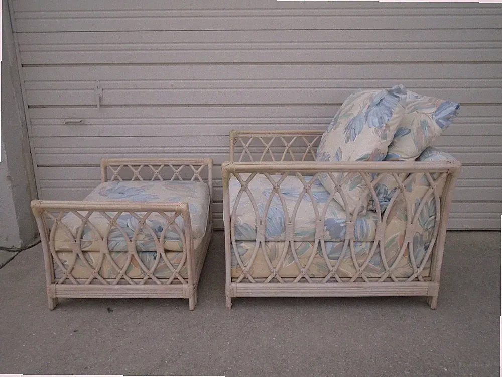 Fretwork Bamboo Lounge Chair Rattan Trellis Hollywood Regency Ficks reed ST Club