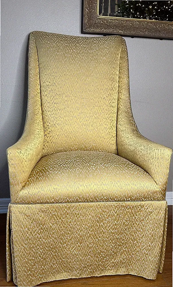 Hollywood Regency High Back Upholstered Lounge Chair - GOLD