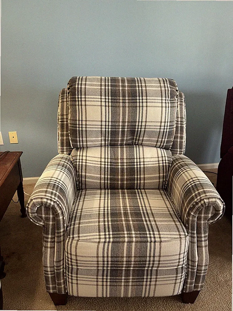 La-Z-Boy Plaid Electric Recliner Chair, Contemporary, Polyester Upholstery