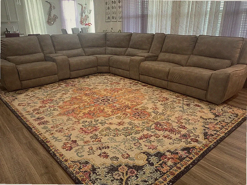 Leather Reclining Sectional with 3 Reclining Seats 9-Piece Dual-Power