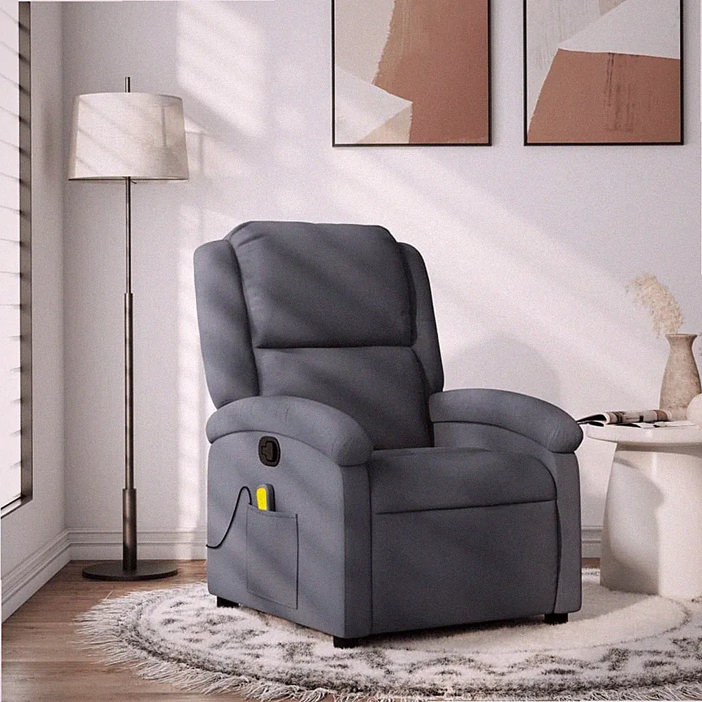 Massage Recliner Chair Dark Gray Velvet