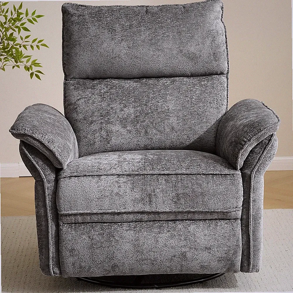 Oversized Power Recliner with Massage, Heat, USB Port - Dark Grey