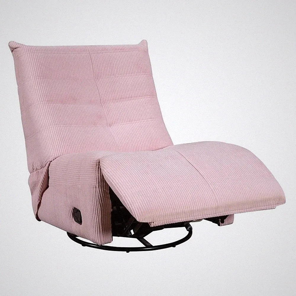 Pemberly Row Modern Pink Corduroy Fabric Swivel Glider Recliner