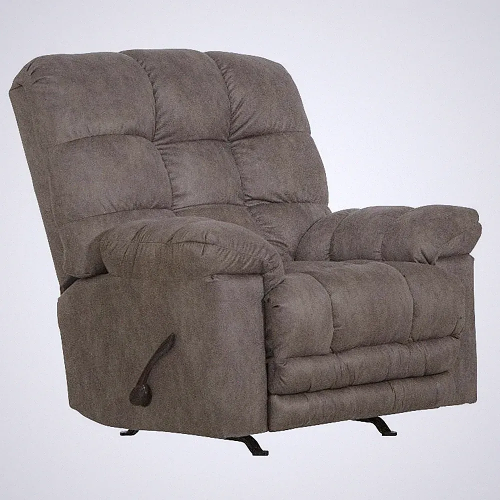 Pemberly Row Oversized Extension Footrest Rocker Recliner in Gray Fabric