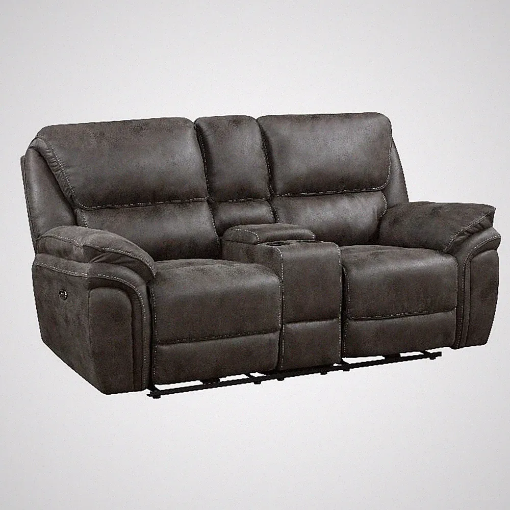 Tony 80 Inch Power Double Recliner Loveseat- Console Cupholders- USB- Gray