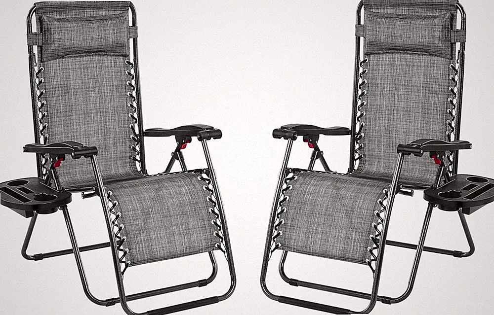 Zero Gravity Recliners Set of 2 with Pillows, Cup Holders & Carry Strap